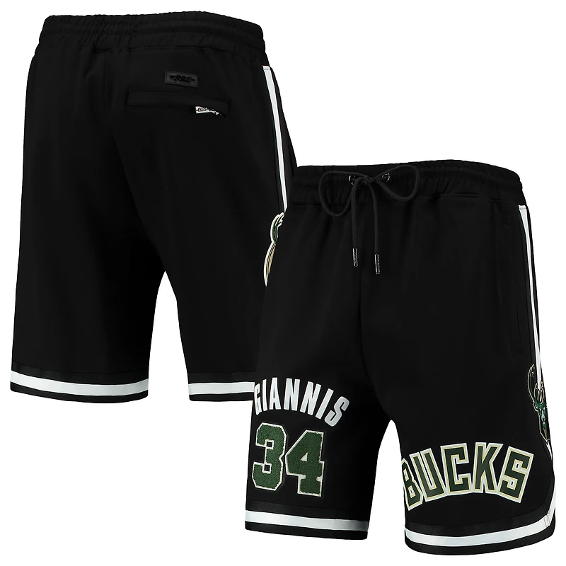 Short réplique du joueur Giannis Antetokounmpo Pro Standard noir pour homme des Milwaukee Bucks