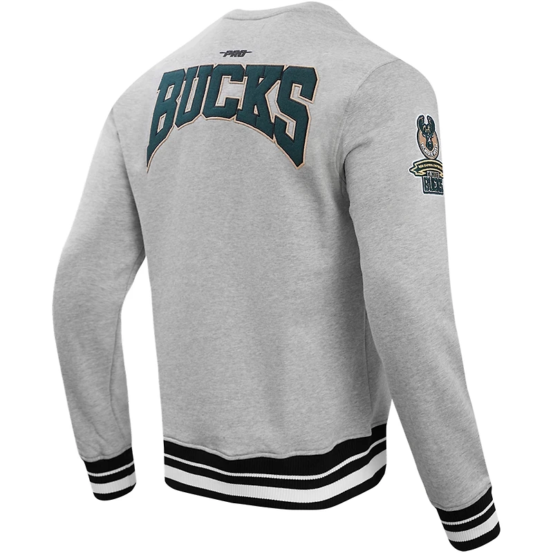 Sweat-shirt à capuche avec emblème Pro Standard gris chiné des Milwaukee Bucks pour hommes