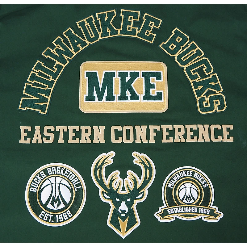 Men's Pro Standard Hunter Green Milwaukee Bucks Area Code Twill Full-Zip Jacket