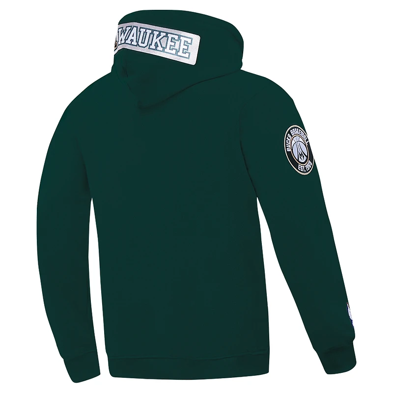 Men's Pro Standard Hunter Green Milwaukee Bucks Split Logo Pullover Hoodie
