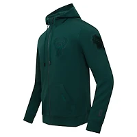Men's Pro Standard Hunter Green Milwaukee Bucks Triple Tonal DK Full-Zip Hoodie Jacket