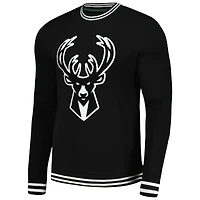 Men's Stadium Essentials Black Milwaukee Bucks Club Level Pullover Sweatshirt