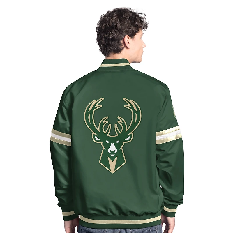 Veste universitaire à boutons-pression Milwaukee Bucks Scout pour homme, vert chasseur/crème