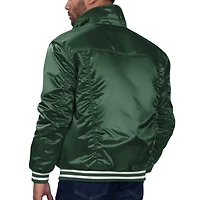 Men's Starter x Levi's Hunter Green Milwaukee Bucks Silver Label Trucker Satin Full-Snap Jacket