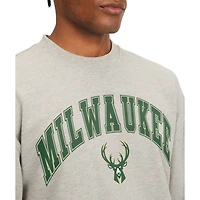 Men's Tommy Jeans Gray Milwaukee Bucks James Patch Pullover Sweatshirt
