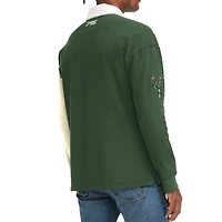 T-shirt à manches longues Tommy Jeans pour homme Milwaukee Bucks Ronnie Rugby vert/crème