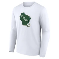 Men's  White Milwaukee Bucks Alternate Logo Long Sleeve T-Shirt
