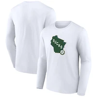 Men's  White Milwaukee Bucks Alternate Logo Long Sleeve T-Shirt