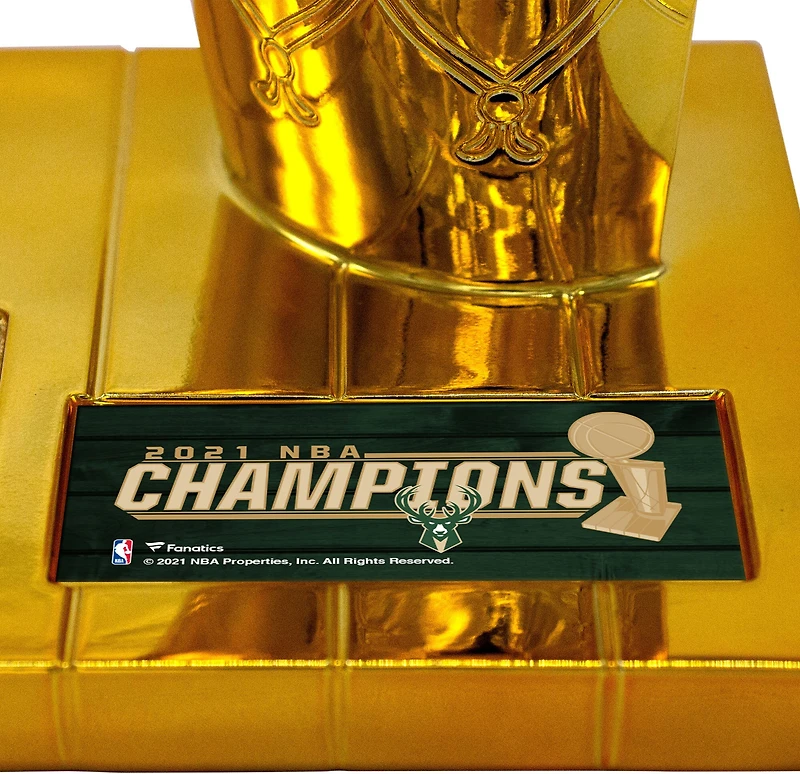 Milwaukee Bucks 2021 NBA Finals Champions 12" Replica Larry O'Brien Trophy with Sublimated Plate