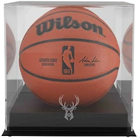 Milwaukee Bucks Black Base Team Logo Basketball Display Case with Mirrored Back