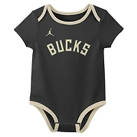 Newborn & Infant Jordan Brand Milwaukee Bucks Statement Edition Three-Pack Bodysuit Set