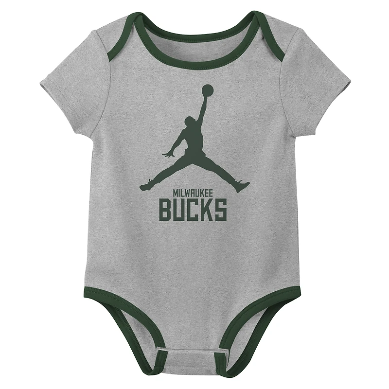 Newborn & Infant Jordan Brand Milwaukee Bucks Statement Edition Three-Pack Bodysuit Set