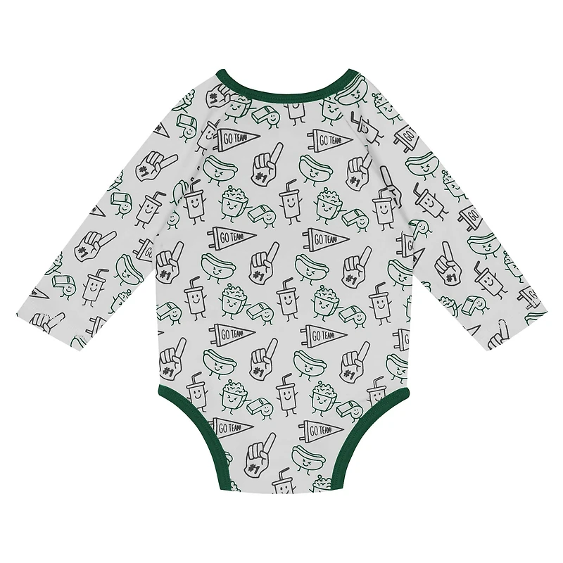 Ensemble 3 pièces pour nouveau-né et nourrisson Milwaukee Bucks Little Champ, body à manches longues, pantalon bonnet revers