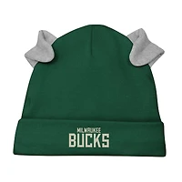 Newborn & Infant Milwaukee Bucks Little Champ Long Sleeve Bodysuit, Pants Cuffed Knit Hat 3-Piece Set