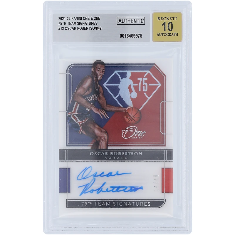 Oscar Robertson Milwaukee Bucks Autographed 2021-22 Panini One & One 75th Anniversary #75-ORB #14/49 BGS Authenticated Auto 10 Card 