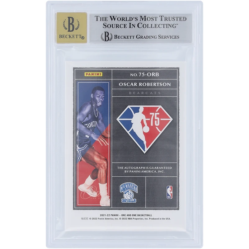 Oscar Robertson Milwaukee Bucks Autographed 2021-22 Panini One & One 75th Anniversary #75-ORB #14/49 BGS Authenticated Auto 10 Card 