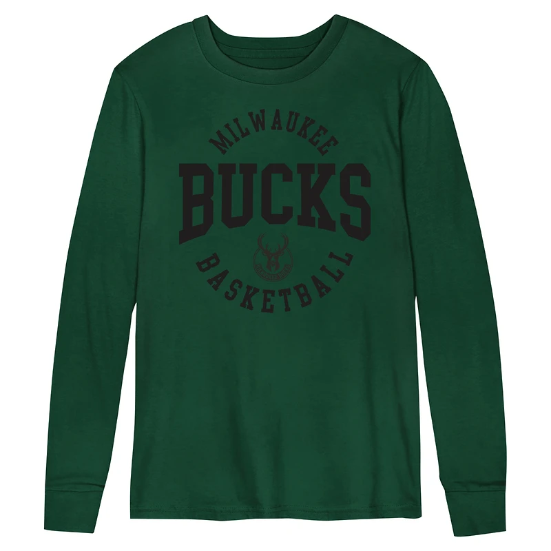 T-shirt à manches longues Hunter Green Milwaukee Bucks Around the Block pour enfants d'âge préscolaire