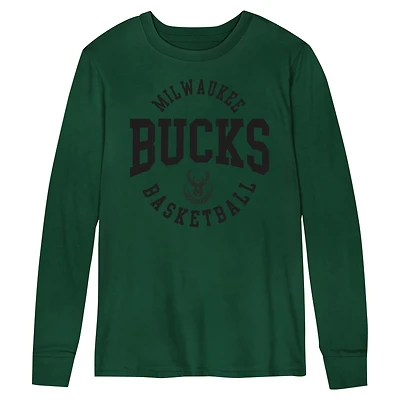 T-shirt à manches longues Hunter Green Milwaukee Bucks Around the Block pour enfants d'âge préscolaire