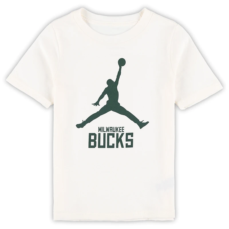 Jordan Brand Cream Milwaukee Bucks T-shirt essentiel Jumpman pour enfants d'âge préscolaire