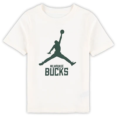 Preschool Jordan Brand Cream Milwaukee Bucks Essential Jumpman T-Shirt