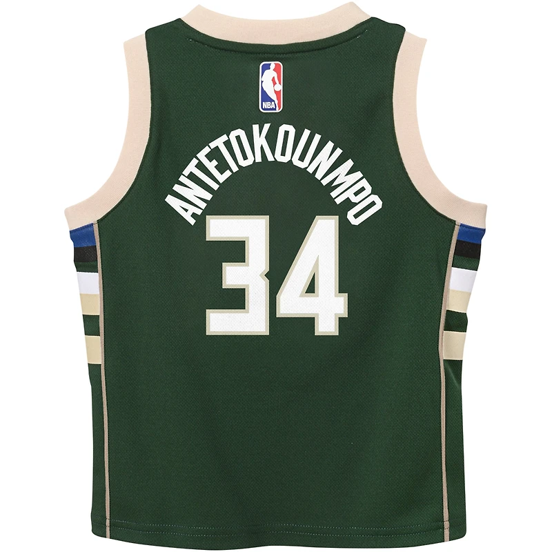 Maillot Nike Giannis Antetokounmpo Hunter Green Milwaukee Bucks Swingman pour enfants d'âge préscolaire - Édition Icon
