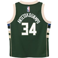 Maillot Nike Giannis Antetokounmpo Hunter Green Milwaukee Bucks Swingman pour enfants d'âge préscolaire - Édition Icon