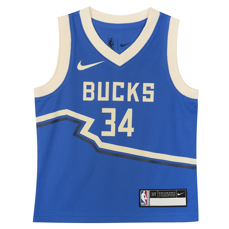 Maillot de joueur Nike Giannis Antetokounmpo Royal Milwaukee Bucks 2024/25 Swingman pour enfant - Édition City