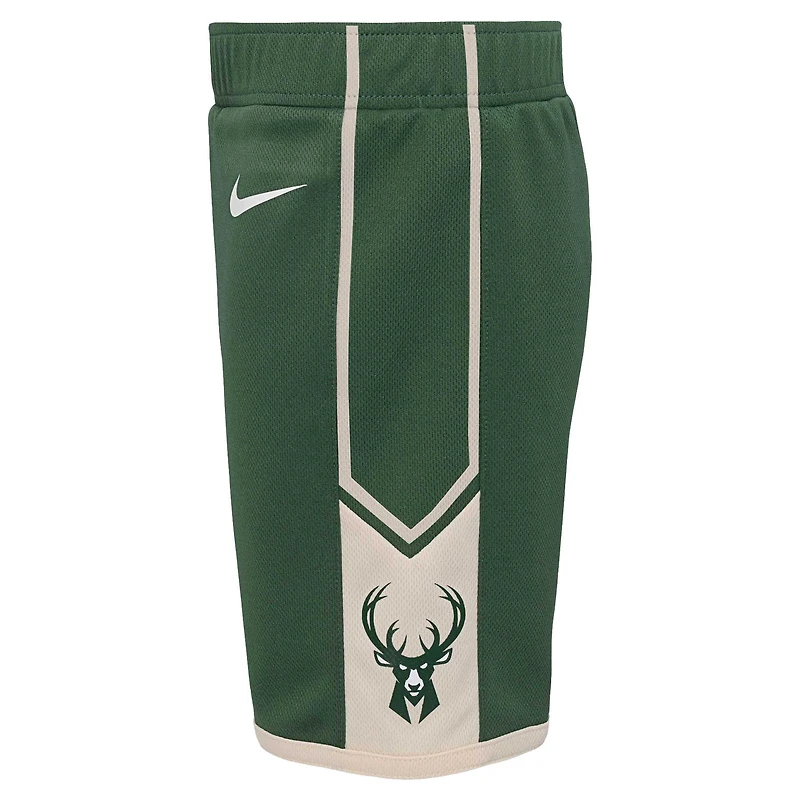 Preschool Nike Hunter Green Milwaukee Bucks Icon Replica Shorts