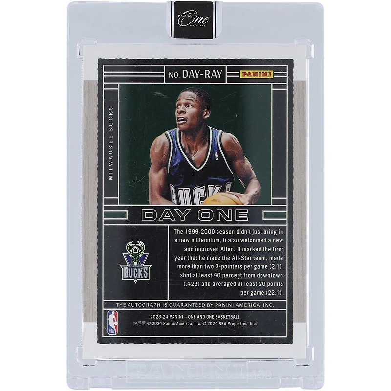 Ray Allen Milwaukee Bucks Autographed 2023-24 Panini One & One Red Day One Autograph #DAY-RAY #18/25 Card