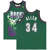 Maillot authentique Mitchell & Ness autographié par Ray Allen Milwaukee Bucks 1996-1997