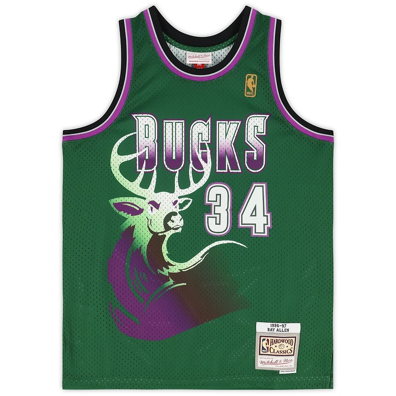 Ray Allen Milwaukee Bucks Autographed Green Mitchell & Ness 1996-1997 Swingman Jersey