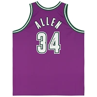Maillot authentique dédicacé par Ray Allen Milwaukee Bucks pourpre Mitchell & Ness 2000-2001