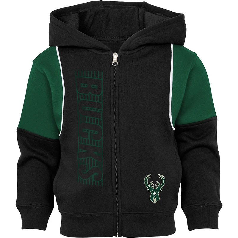 Black Milwaukee Bucks Shot Caller pour tout-petits - Ensemble sweat à capuche et pantalon entièrement zippés