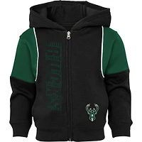 Black Milwaukee Bucks Shot Caller pour tout-petits - Ensemble sweat à capuche et pantalon entièrement zippés