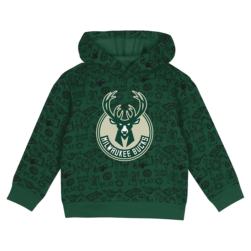 Ensemble sweat à capuche et pantalon de survêtement Give and Go pour tout-petits Milwaukee Bucks vert