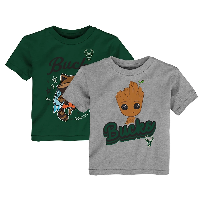 Ensemble t-shirt deux pièces pour tout-petits Heather Gray Milwaukee Bucks Les Gardiens de la Galaxie