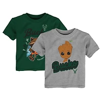 Ensemble t-shirt deux pièces pour tout-petits Heather Gray Milwaukee Bucks Les Gardiens de la Galaxie