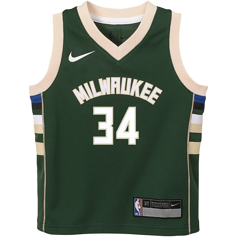 Maillot de joueur Swingman Nike Giannis Antetokounmpo vert Milwaukee Bucks pour tout-petit - Édition Icon