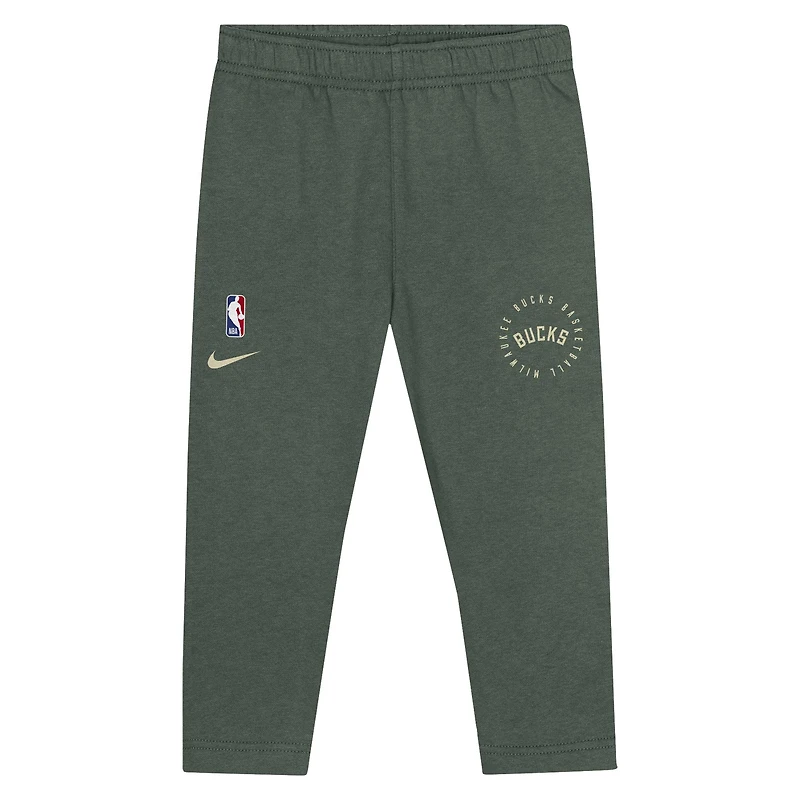 Ensemble sweat à capuche et pantalon de survêtement Nike Hunter Green Milwaukee Bucks Practice Club pour tout-petit