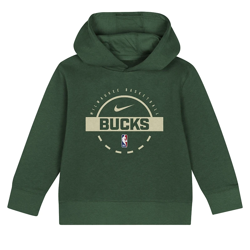 Ensemble sweat à capuche et pantalon de survêtement Nike vert chasseur pour tout-petit, logo des Milwaukee Bucks.
