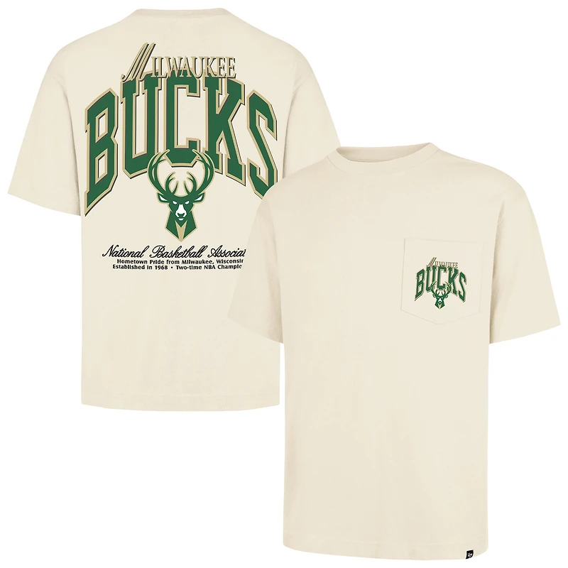 Unisex '47 Cream Milwaukee Bucks Crossover Collection Foundation Pocket T-Shirt