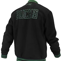 Veste universitaire unisexe FISLL noire Milwaukee Bucks Logoman Shadow Collection à boutons-pression