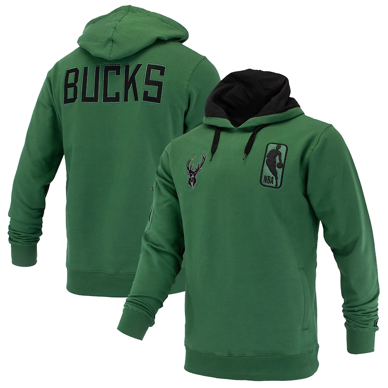 Sweat à capuche unisexe FISLL Hunter Green Milwaukee Bucks Logoman Shadow Collection