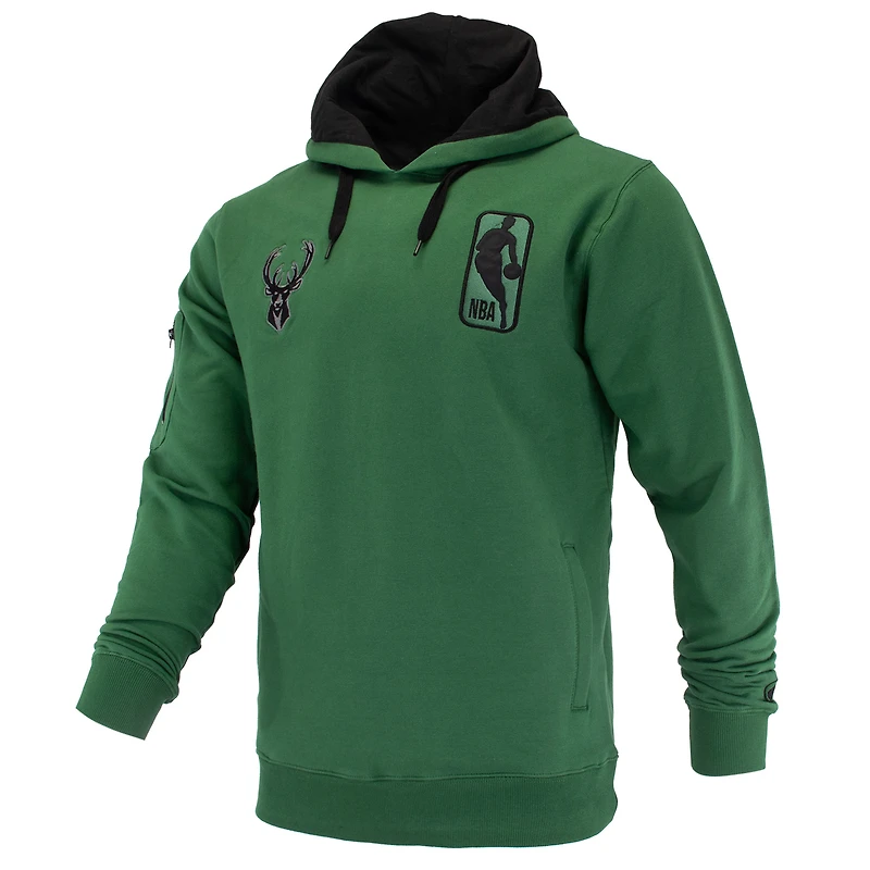 Sweat à capuche unisexe FISLL Hunter Green Milwaukee Bucks Logoman Shadow Collection