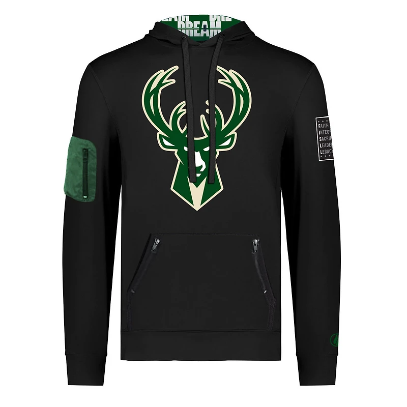 Sweat à capuche unisexe FISLL x Black History Collection noir Milwaukee Bucks
