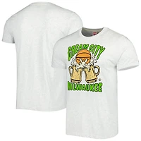 Unisex Homage Ash Milwaukee Bucks Hometown Hyper Local Tri-Blend T-Shirt