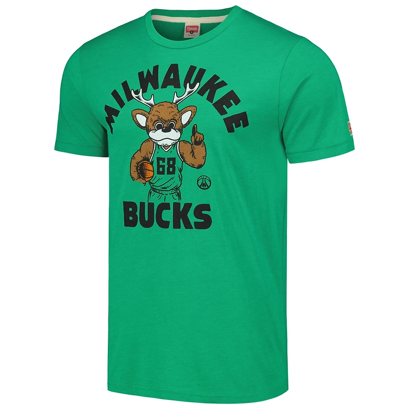 Unisex Homage Green Milwaukee Bucks Team Mascot Tri-Blend T-Shirt