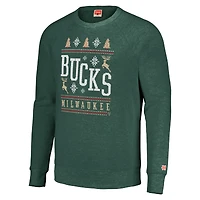 Sweat-shirt unisexe Hommage Hunter Green Milwaukee Bucks Holiday Raglan