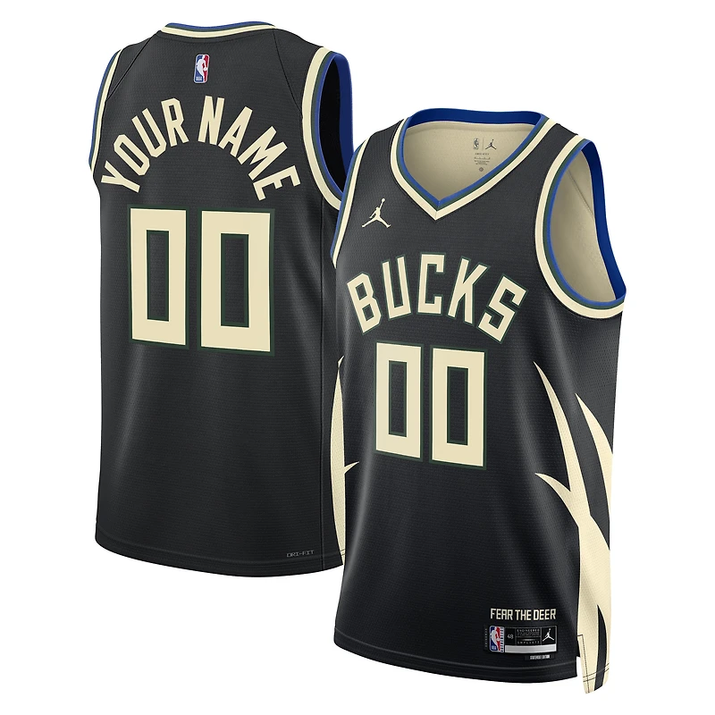 Unisex Jordan Brand Black Milwaukee Bucks Custom Swingman Jersey - Statement Edition