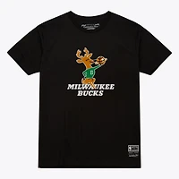 T-shirt unisexe Mitchell & Ness noir Milwaukee Bucks Hardwood Classics Arch